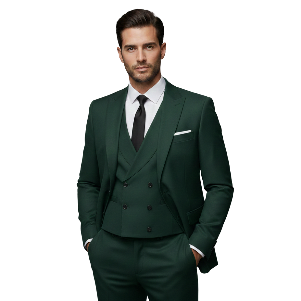 Dreiteiliger Anzug Herren Einreihiges Sakko mit Weste