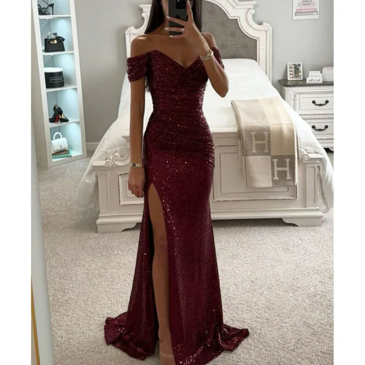 Abendkleid Damen Bodenlang mit eleganten Strassverzierungen