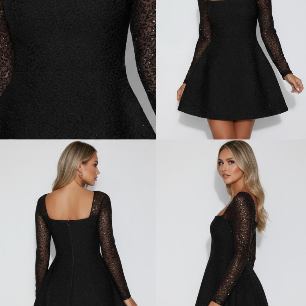 Ballkleid Damen Langes Abendkleid mit langen Ärmeln