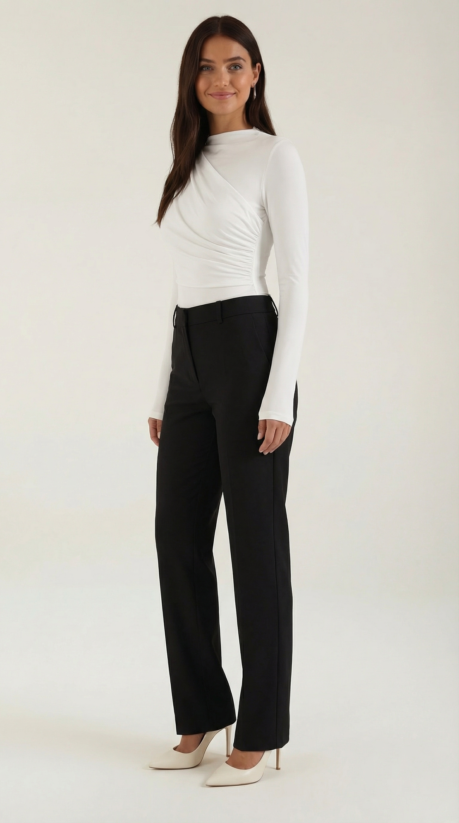 Body Damen Langarm figurbetont mit Raffung