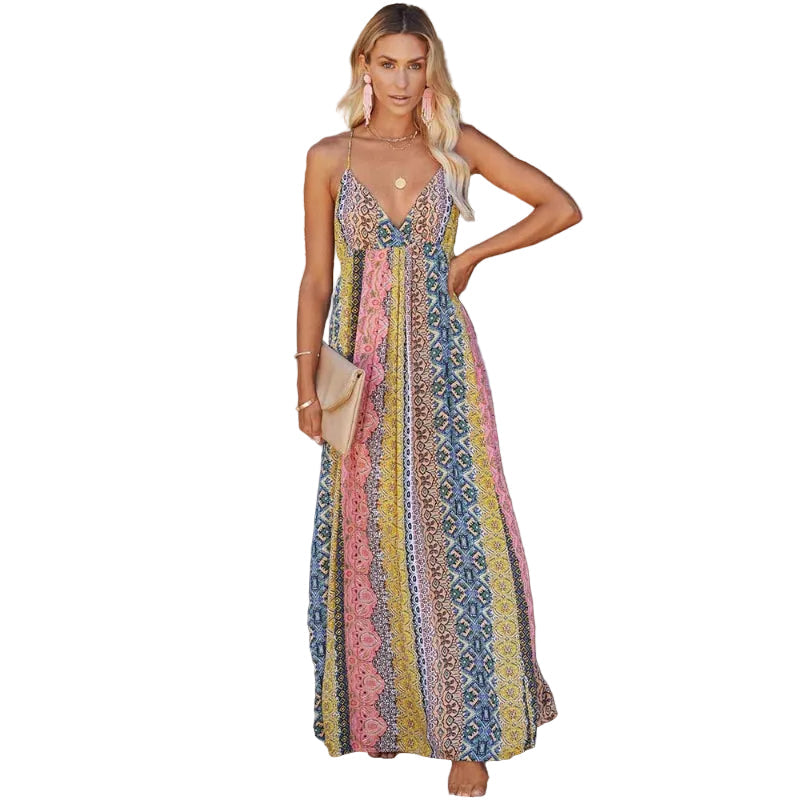 Damen Maxikleid Lockerer Schnitt Rückenfrei Sommerstil