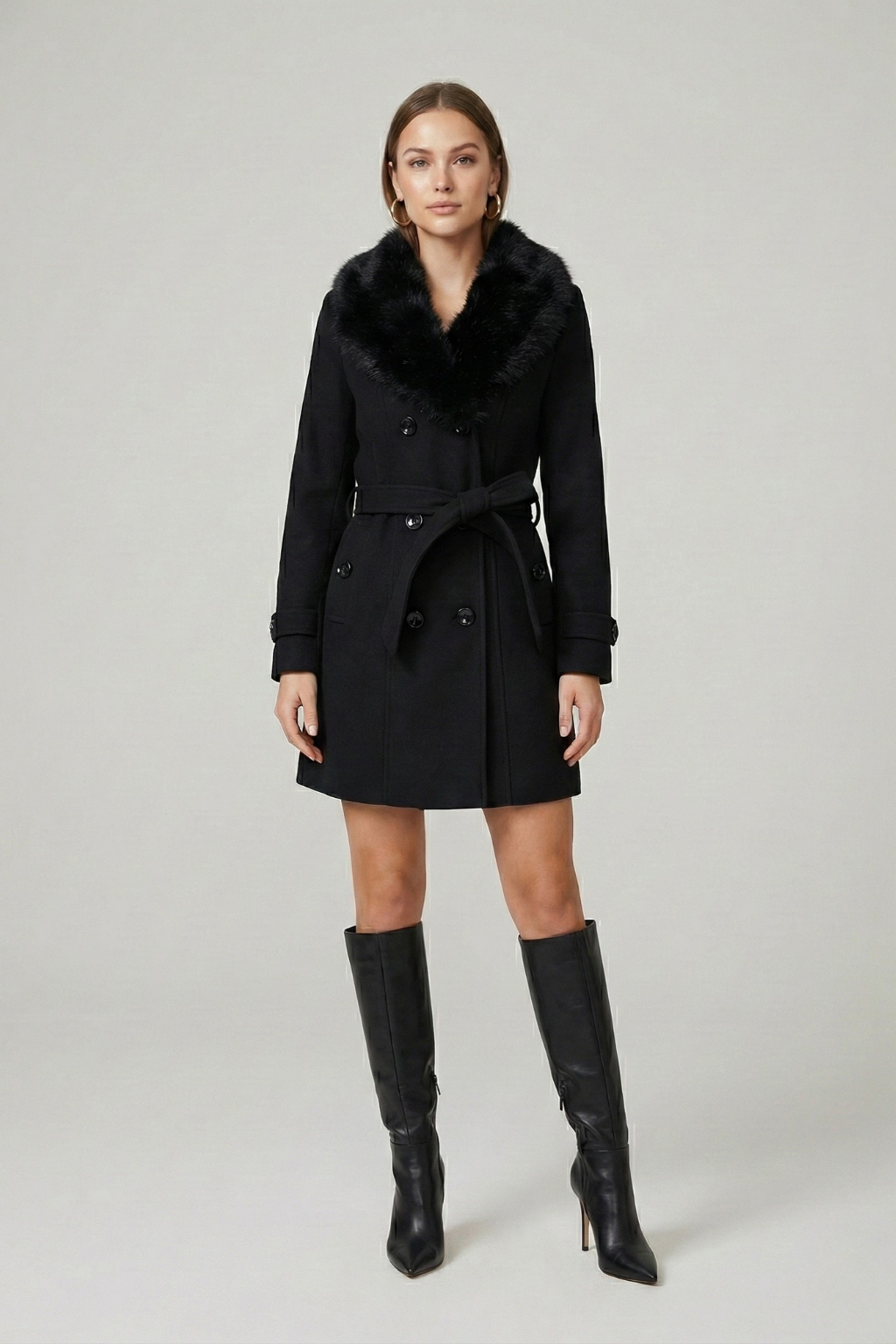 Damen Trenchmantel zweireihig mit Knopfleiste