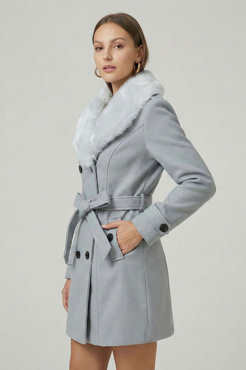 Damen Trenchmantel zweireihig mit Knopfleiste