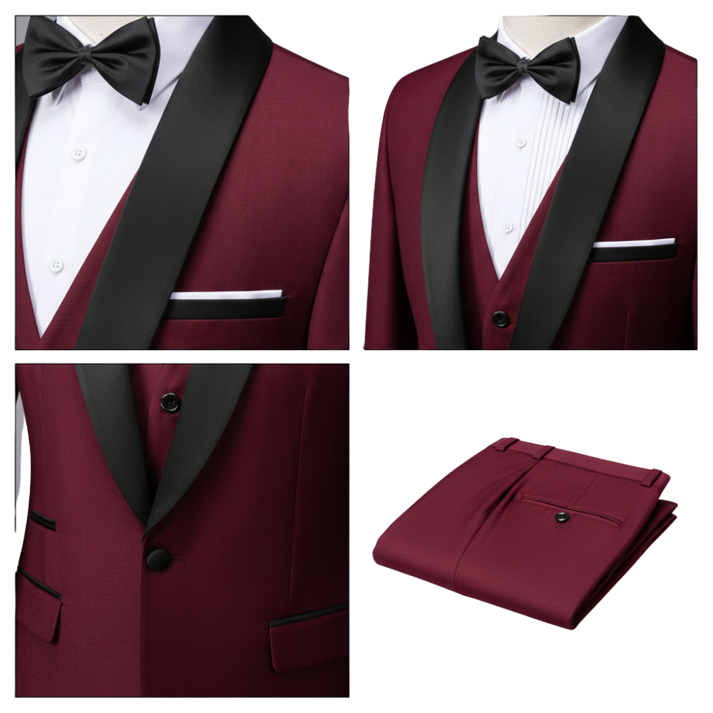 Dreiteiliger Anzug Herren Mit Revers Und Taschen