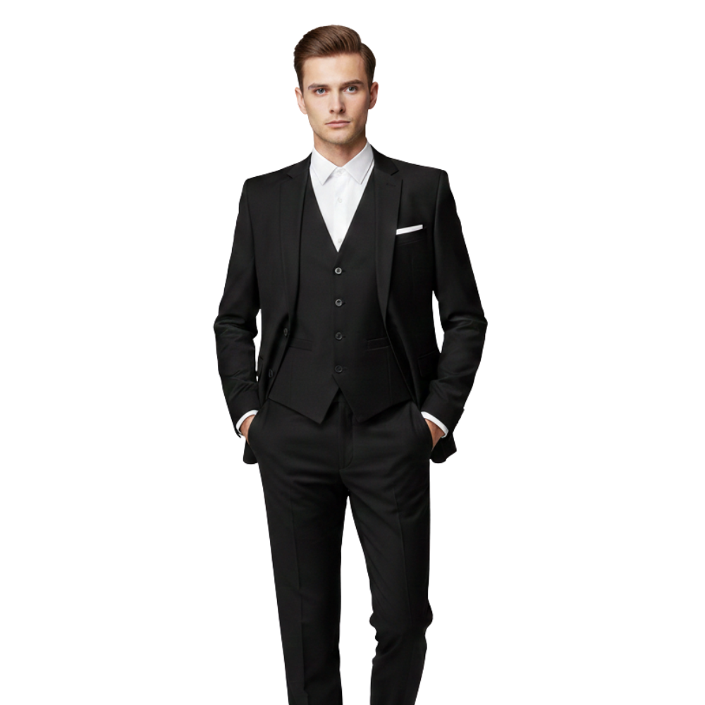 Dreiteiliger Anzug Herren Schmale Passform Formell