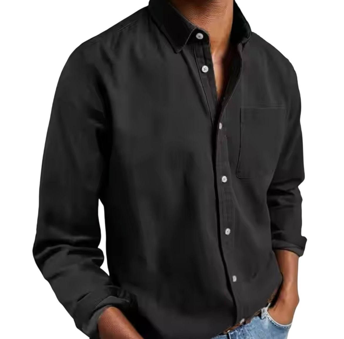 Herren Hemd Klassischer Schnitt Gerade Passform