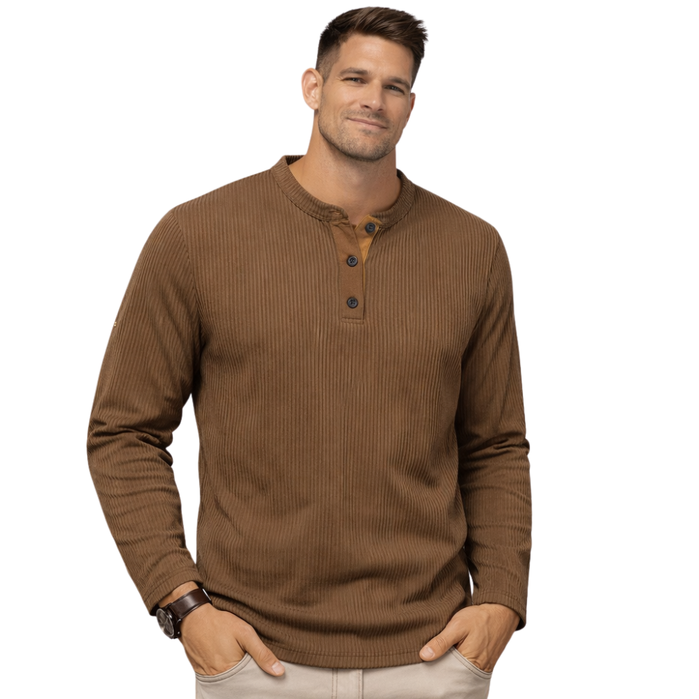 Herren Langarmhemd Klassischer Schnitt Knopfleiste