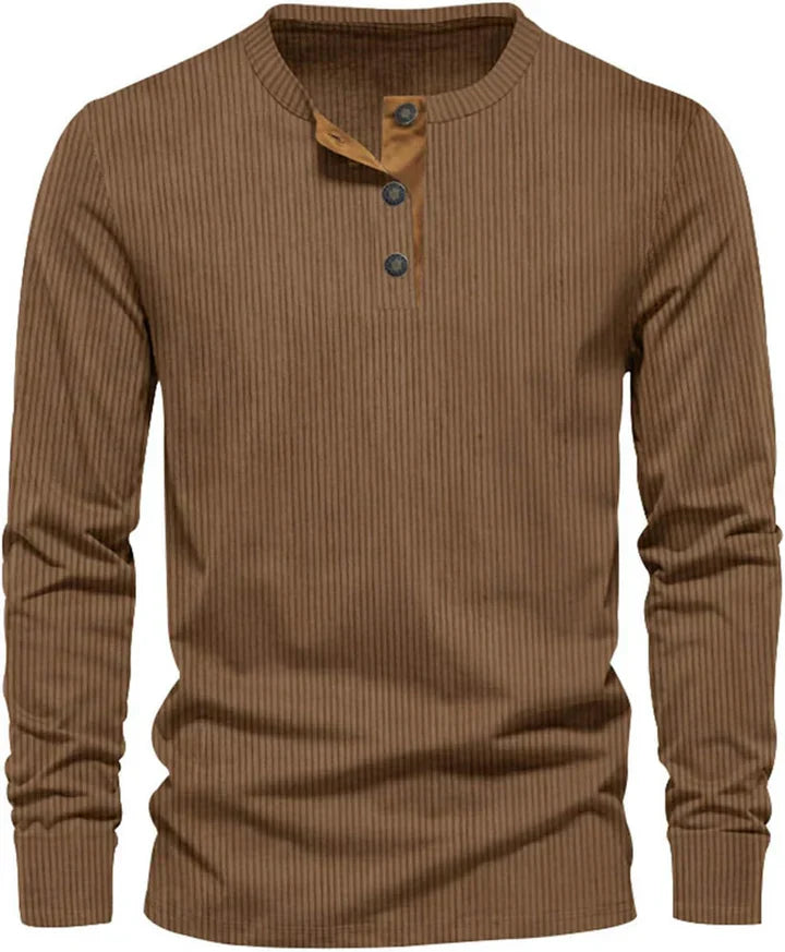Herren Langarmhemd Klassischer Schnitt Knopfleiste