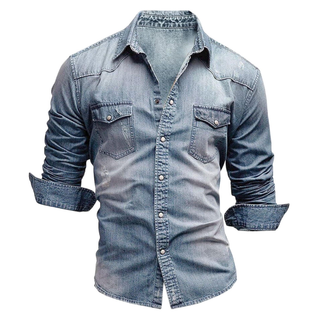 Herren Langarmhemd Schmale Passform Mit Taschen