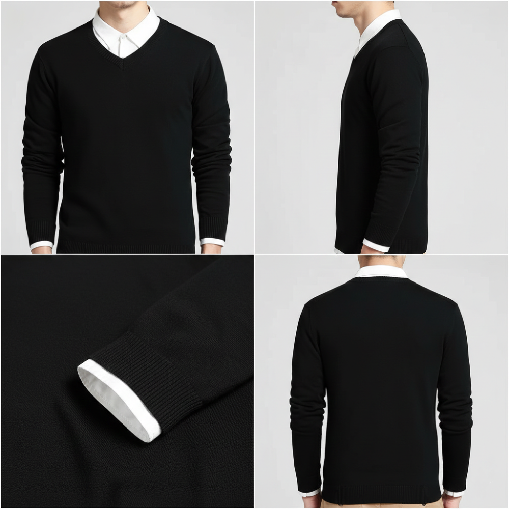 Herren Pullover V-Ausschnitt Gerade Passform