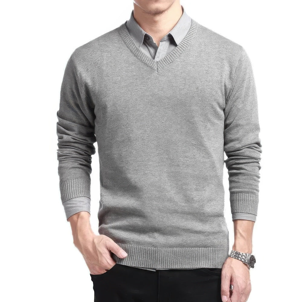 Herren Pullover V-Ausschnitt Gerade Passform