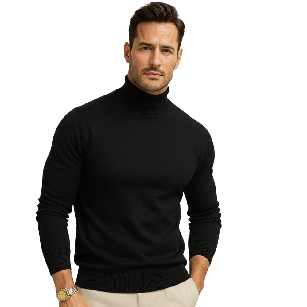 Herren Rollkragenpullover Enganliegend Langarm