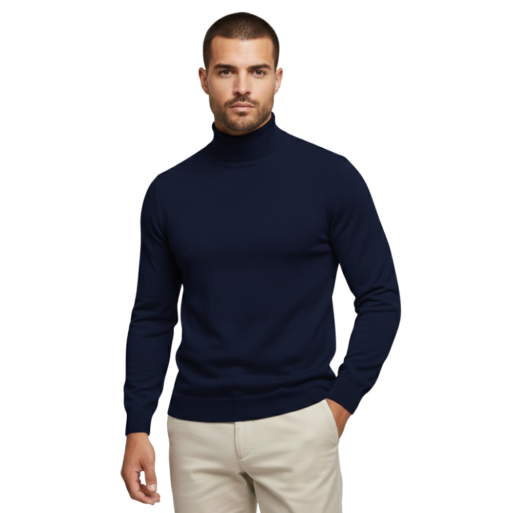Herren Rollkragenpullover Enganliegend Langarm