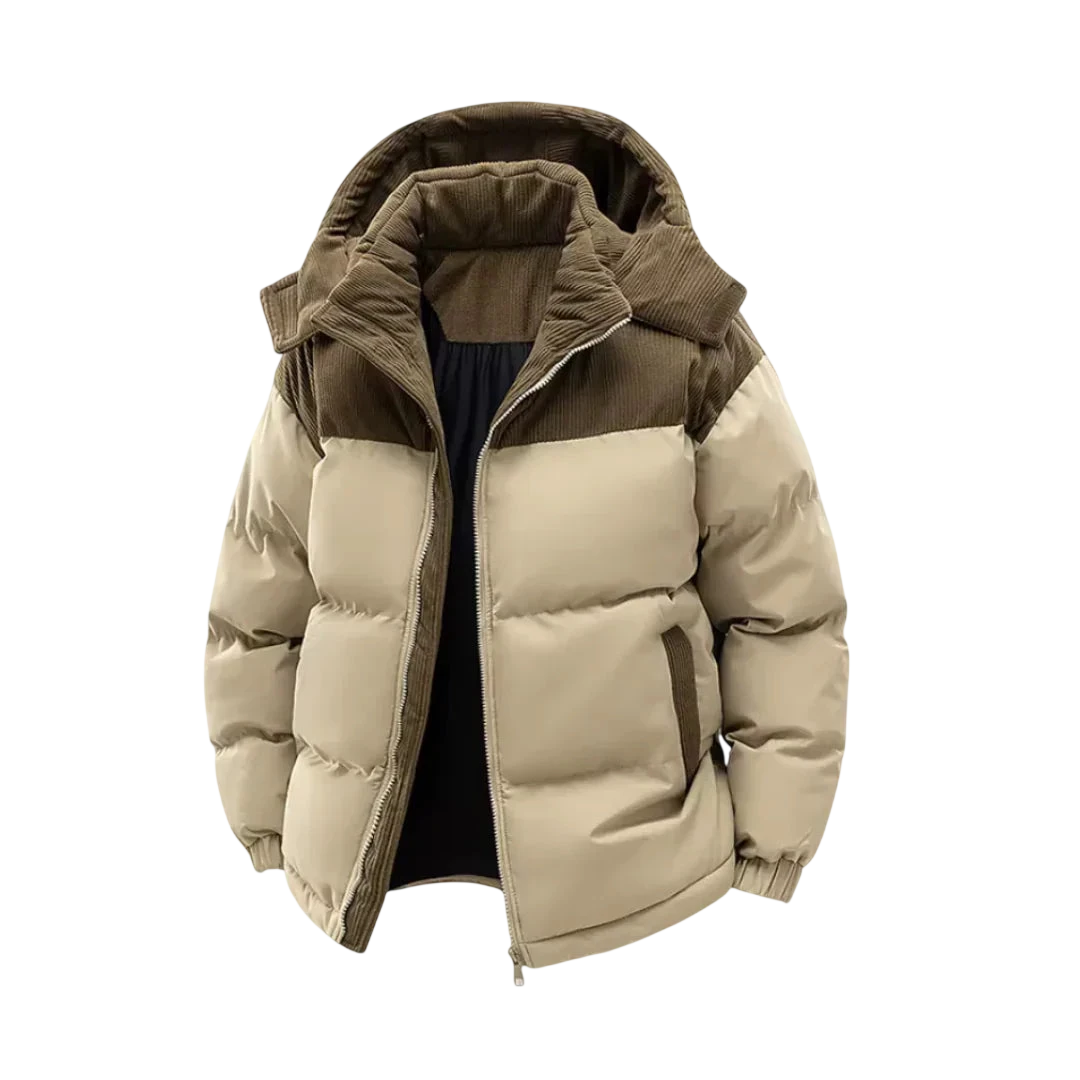 Jacke Herren Isolierte Kapuzen-Steppjacke mit Reißverschluss Winter