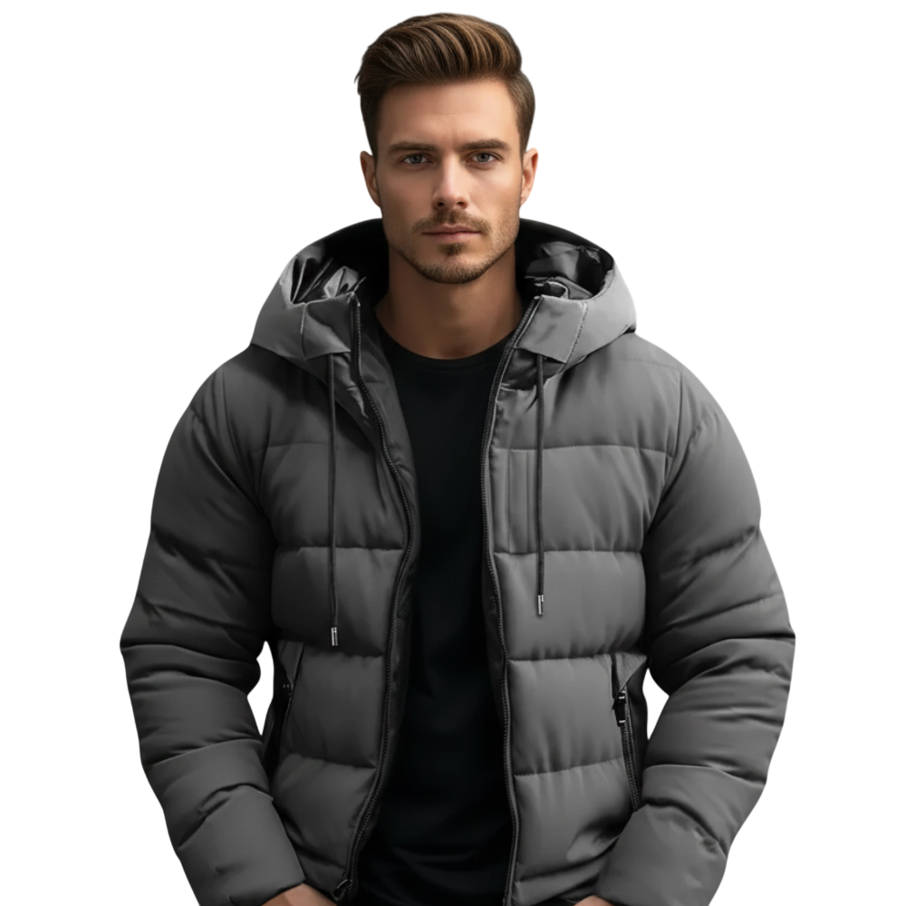 Kapuzen-Steppjacke Herren Gepolstert Gesteppt mit Reißverschluss