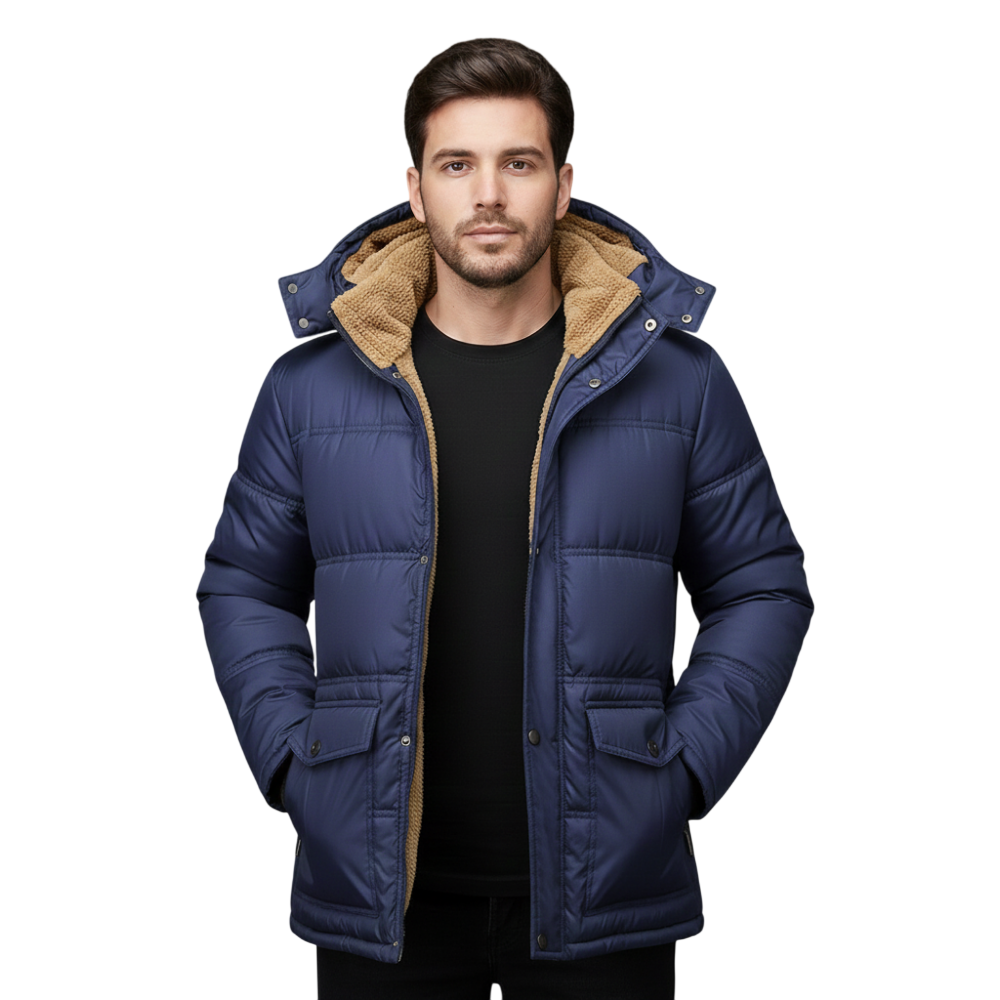 Winterjacke Herren Schmaler Schnitt Kapuze Reißverschluss
