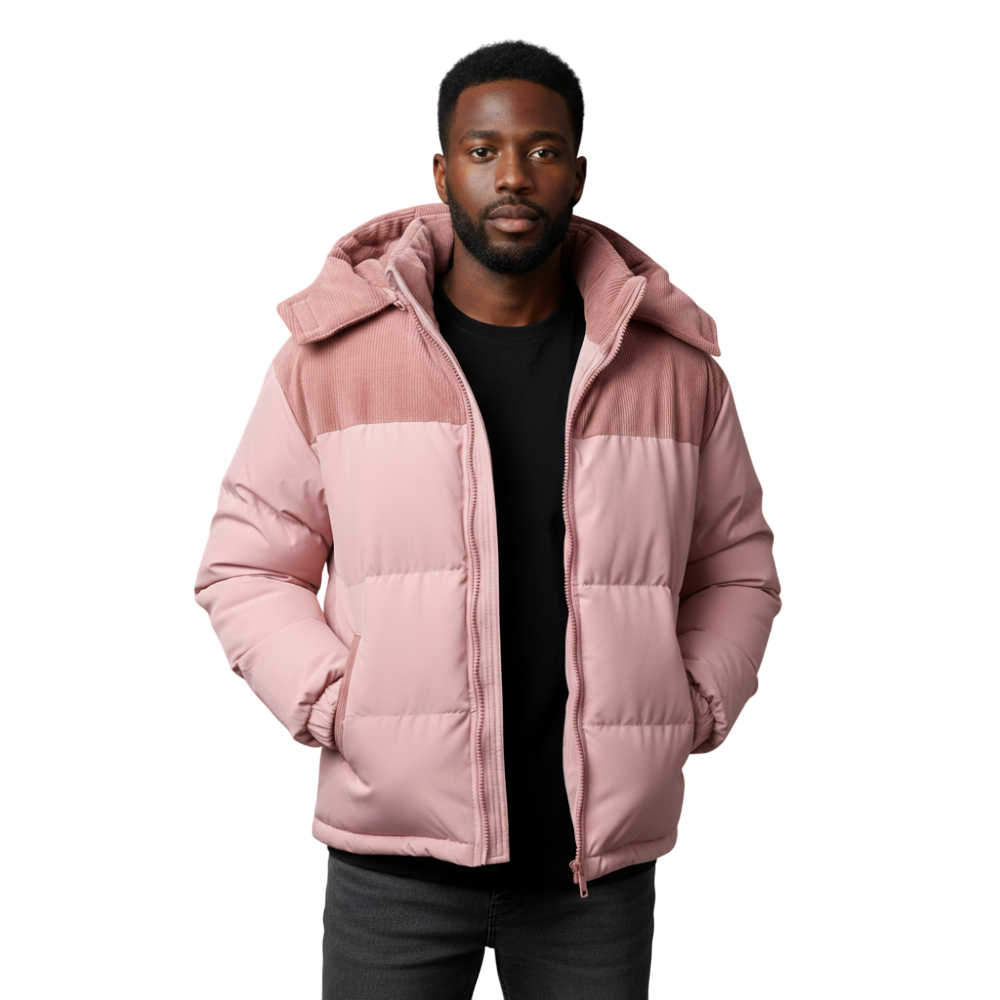 Jacke Herren Isolierte Kapuzen-Steppjacke mit Reißverschluss Winter