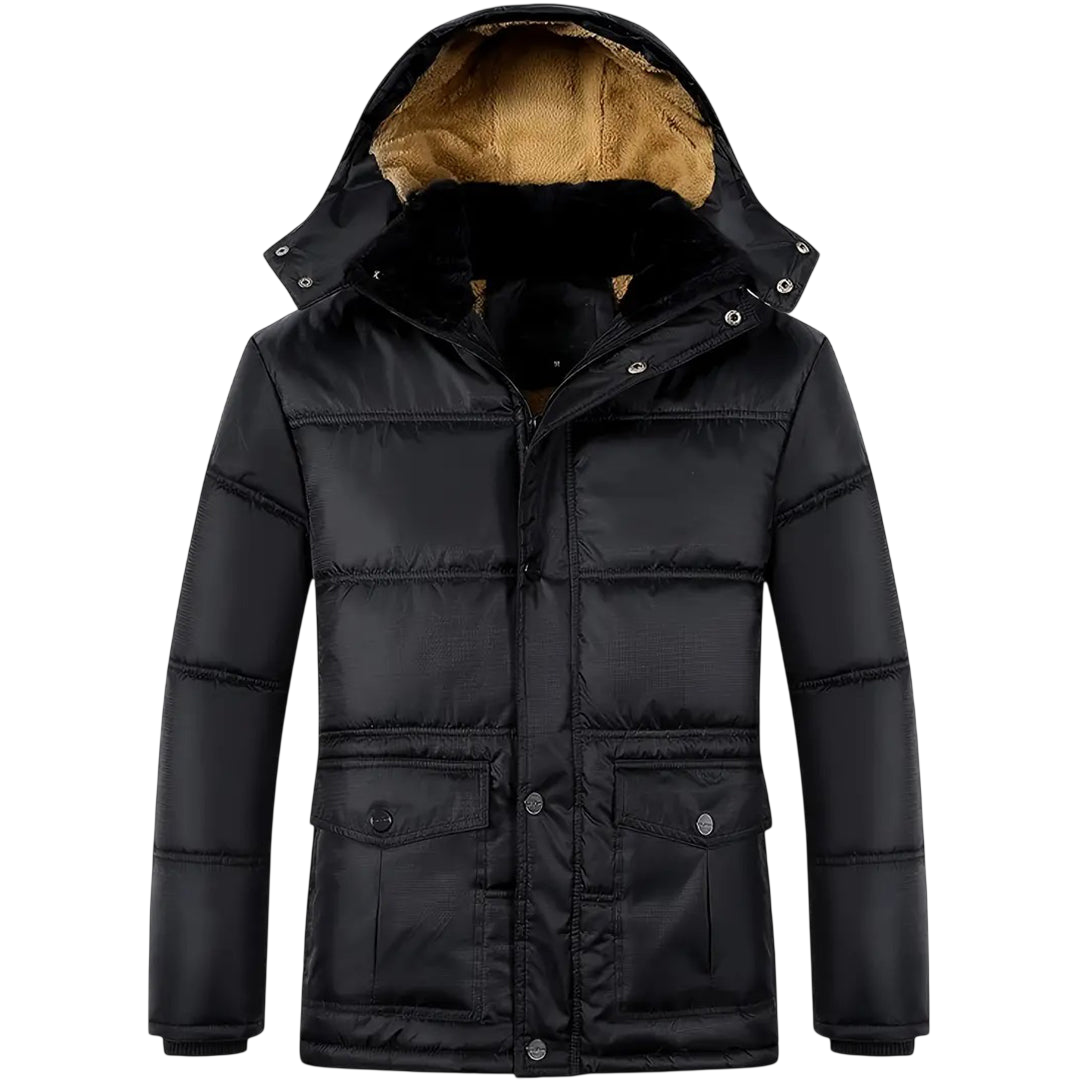 Winterjacke Herren Schmaler Schnitt Kapuze Reißverschluss