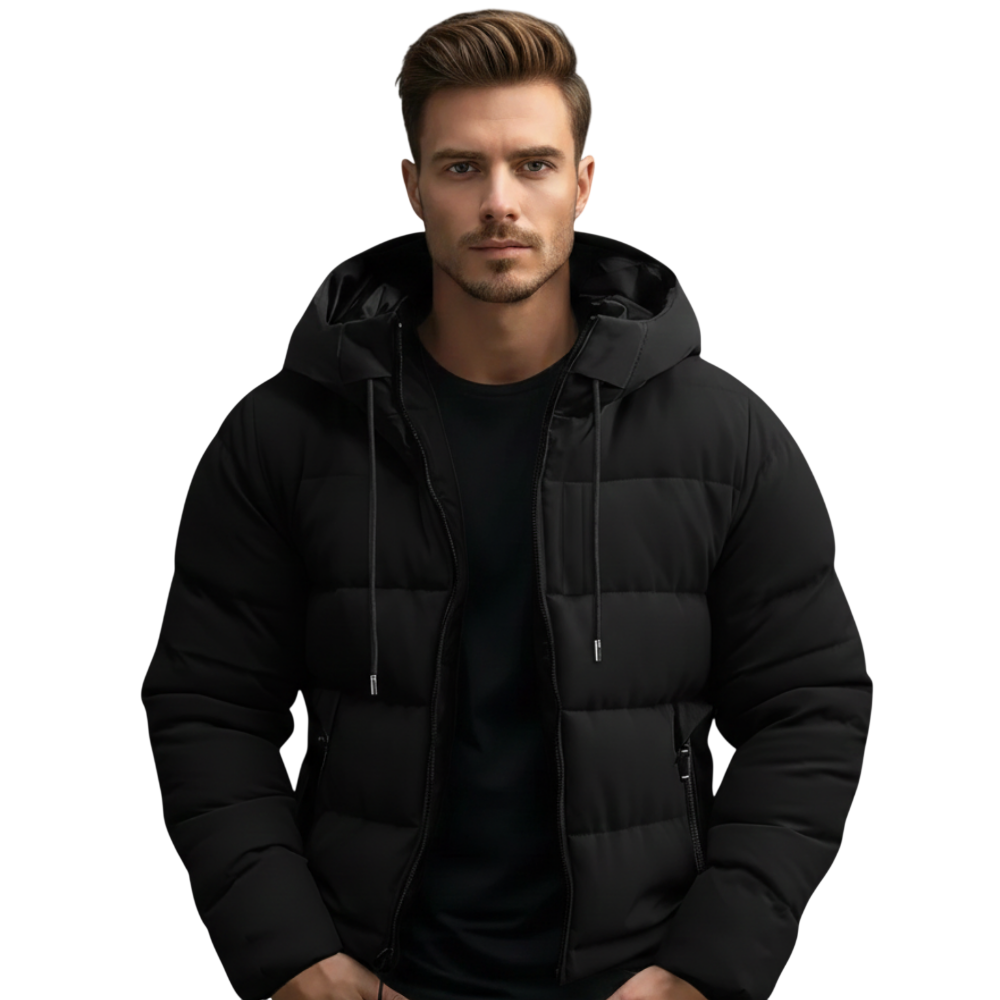 Kapuzen-Steppjacke Herren Gepolstert Gesteppt mit Reißverschluss