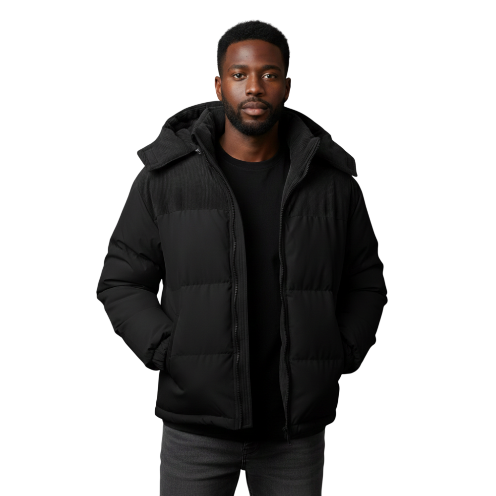 Jacke Herren Isolierte Kapuzen-Steppjacke mit Reißverschluss Winter