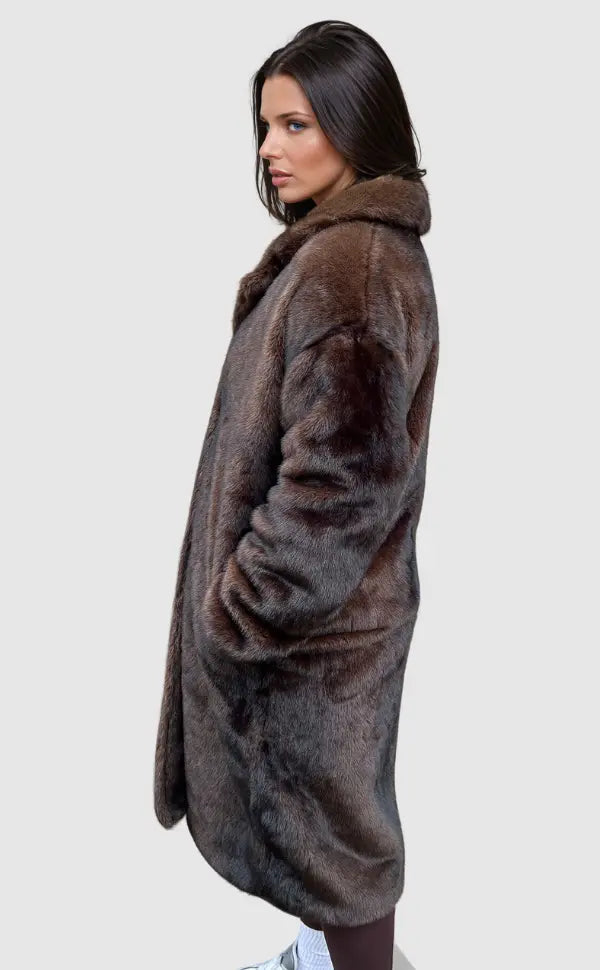 Jacke Damen Kunstpelzoptik Lang Und Elegant