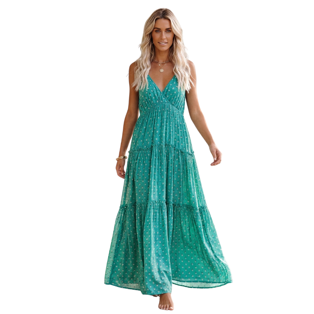 Maxikleid Damen Ärmellos Gerader Schnitt Sommer Stil
