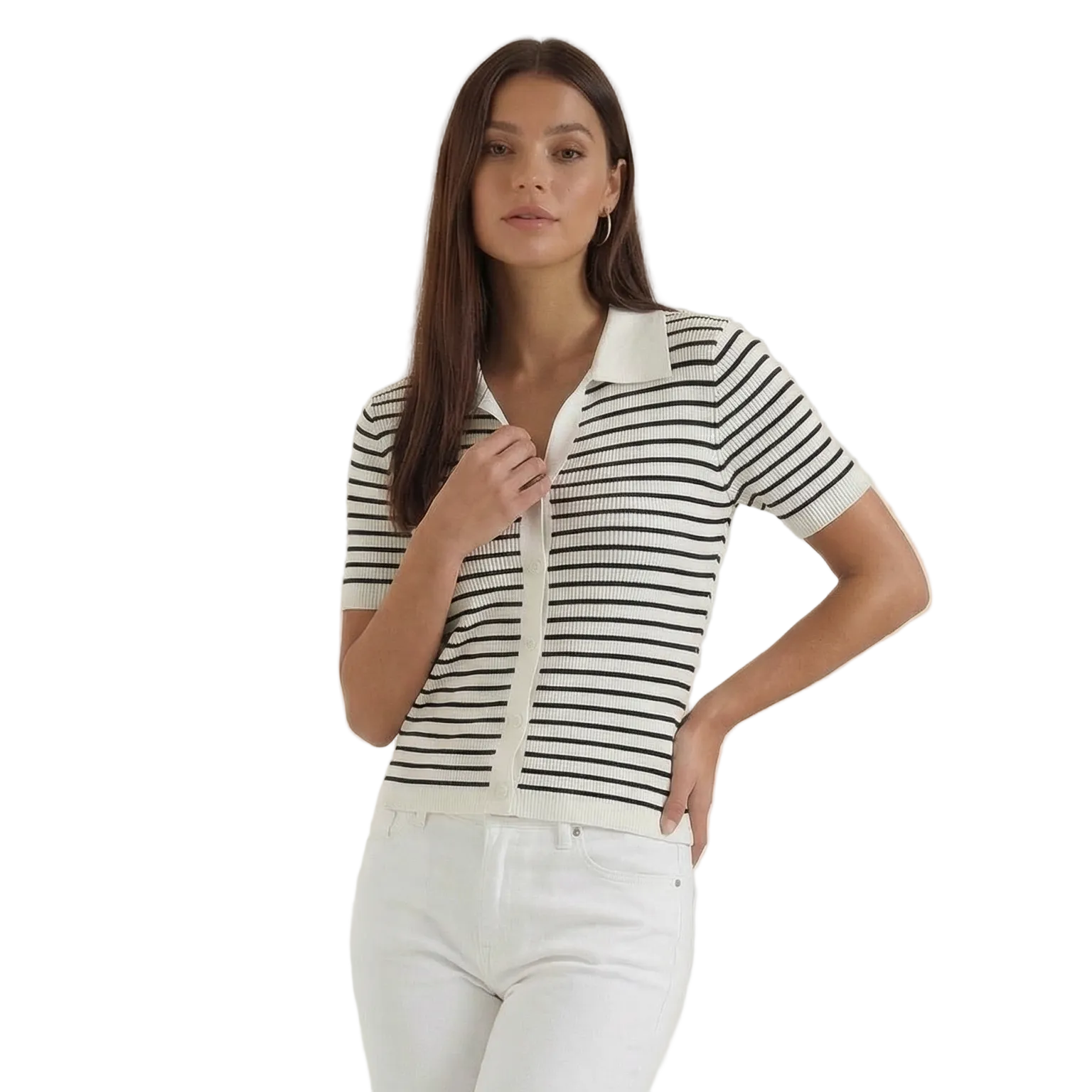 Poloshirt Damen mit Knopfleiste vorne