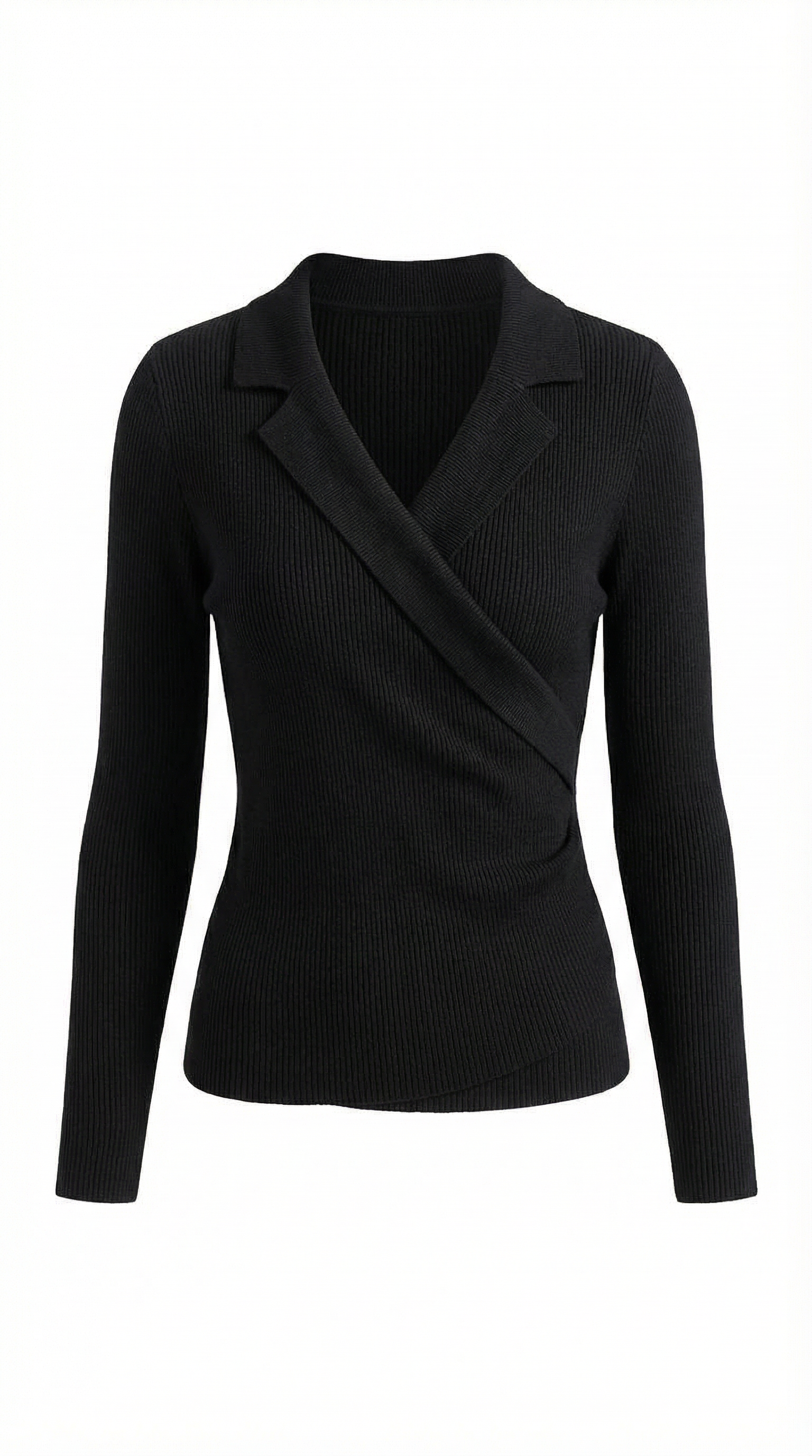 Pullover Damen mit Wickelausschnitt und Kragen