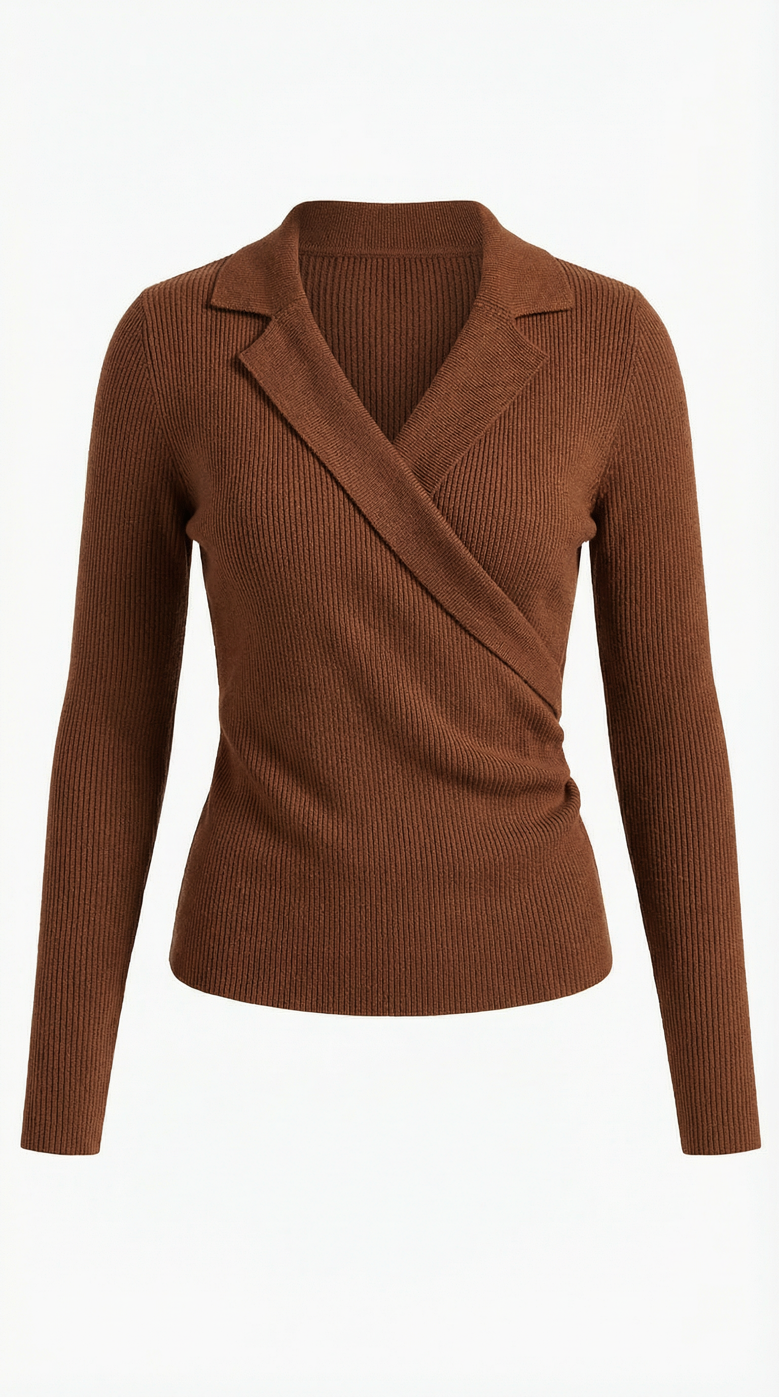 Pullover Damen mit Wickelausschnitt und Kragen