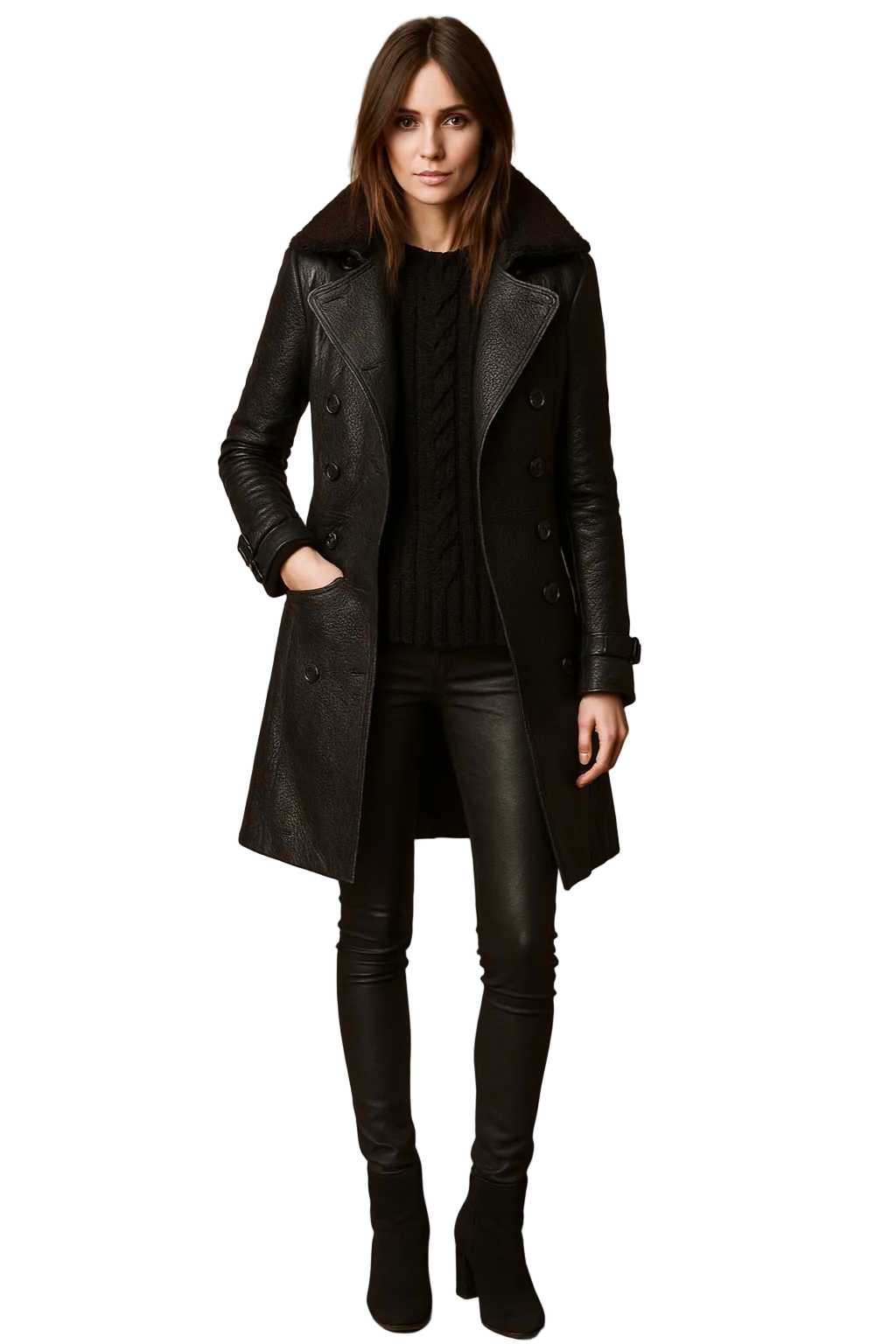 Trenchcoat Damen Zweireihiger Verschluss