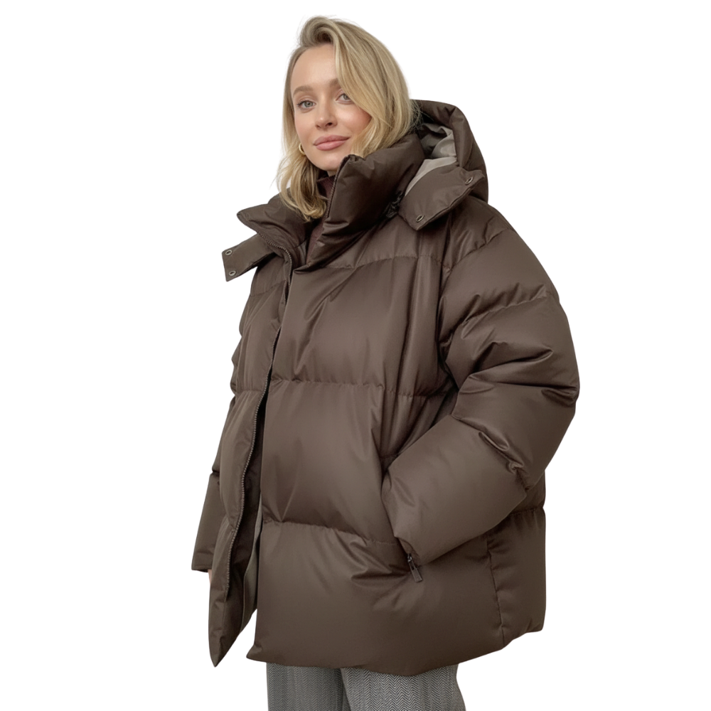 Winterjacke Damen Gesteppter Mantel mit Kapuze Winterdesign