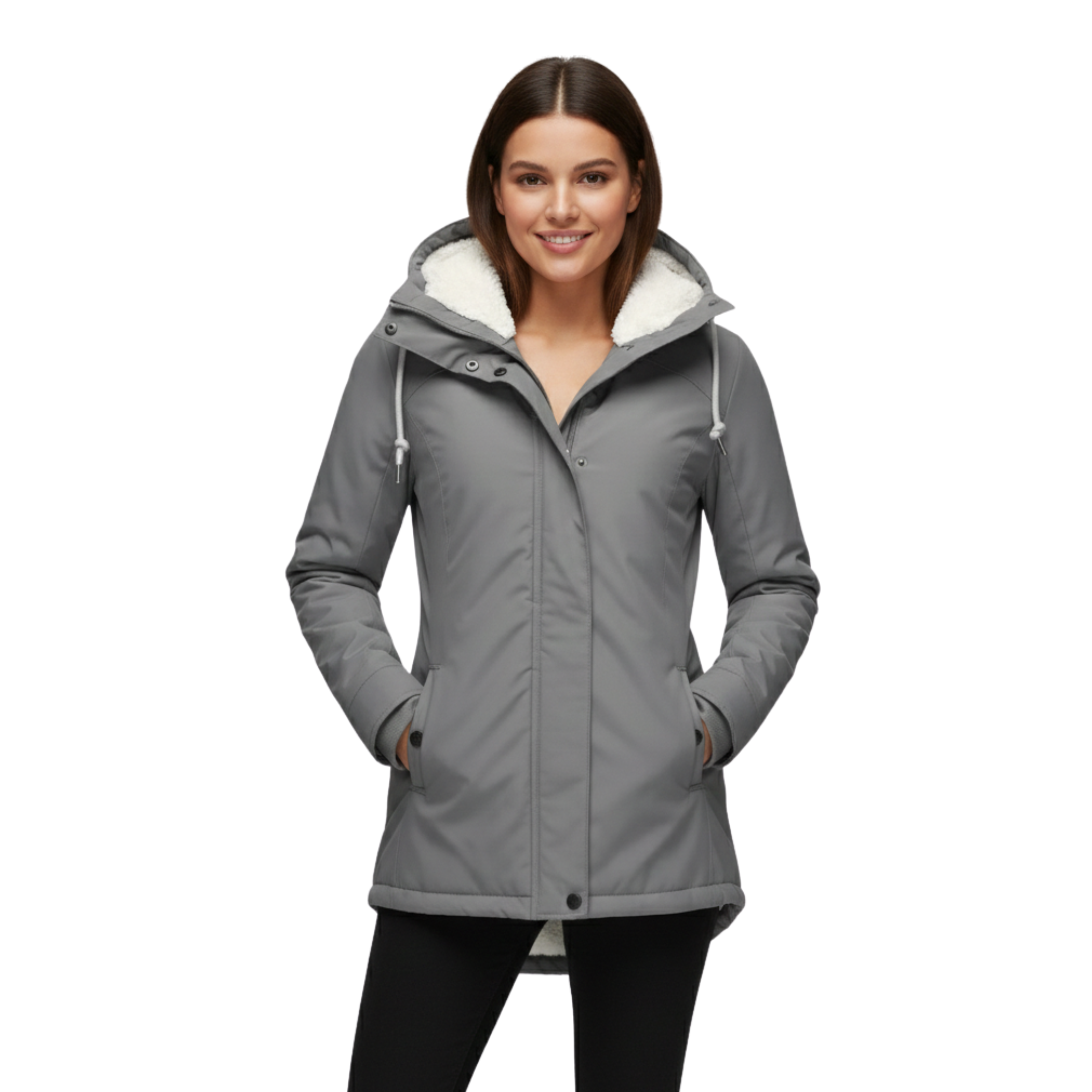 Winterjacke Damen langer Schnitt mit Reißverschluss