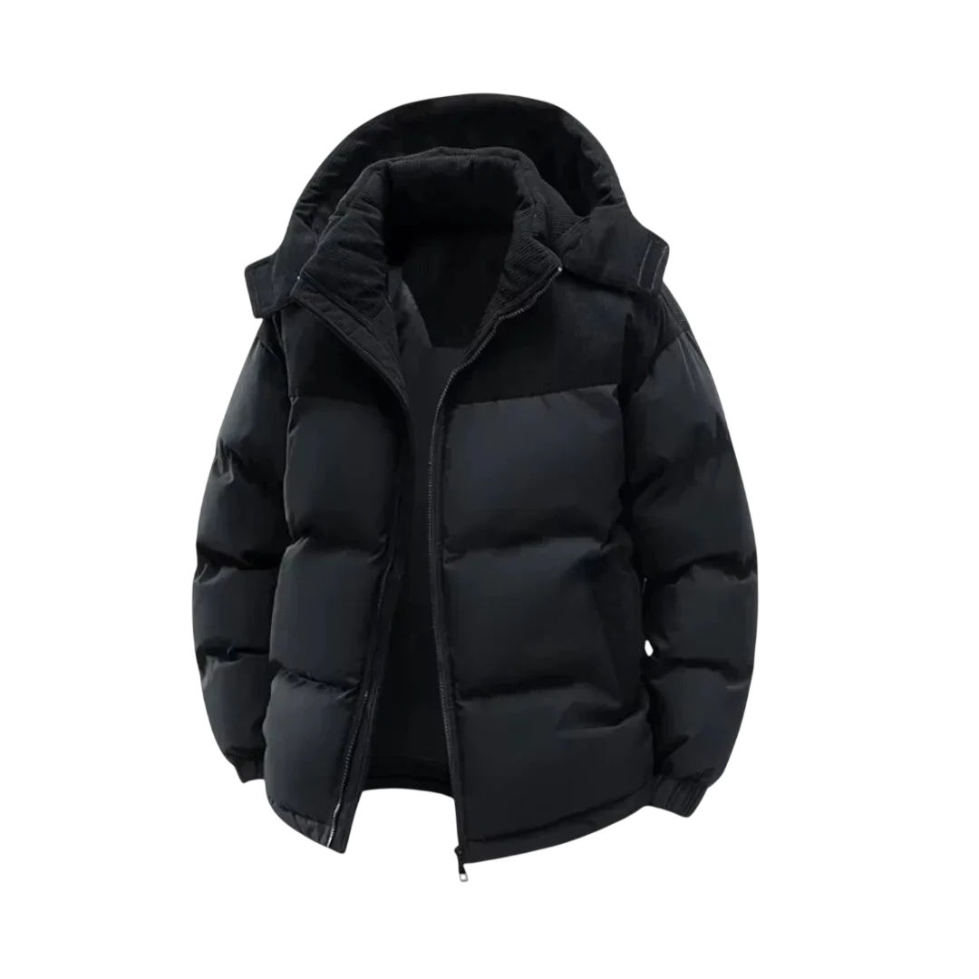 Jacke Herren Isolierte Kapuzen-Steppjacke mit Reißverschluss Winter