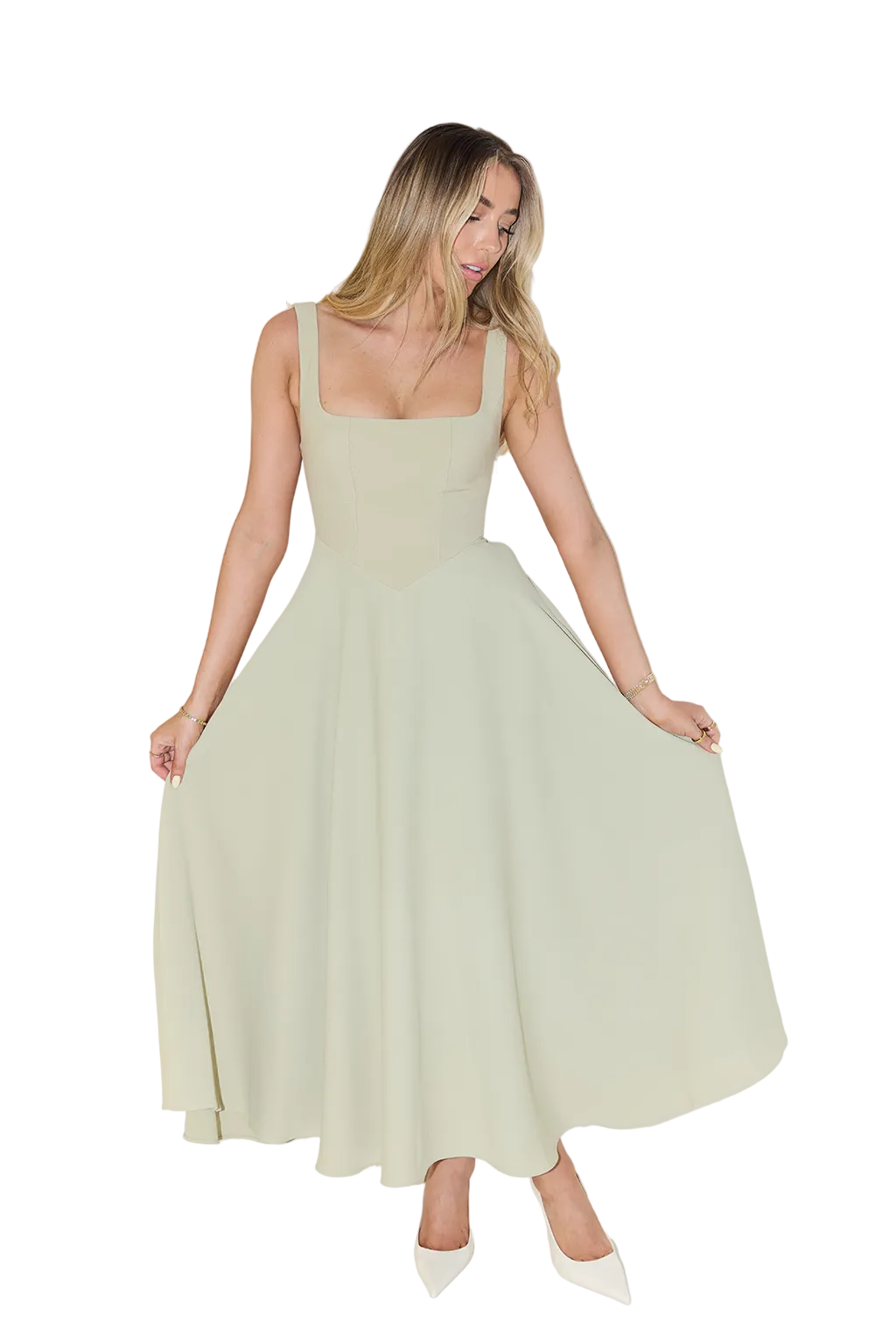 Kleid Damen Ärmellos mit V Ausschnitt und Faltenrock