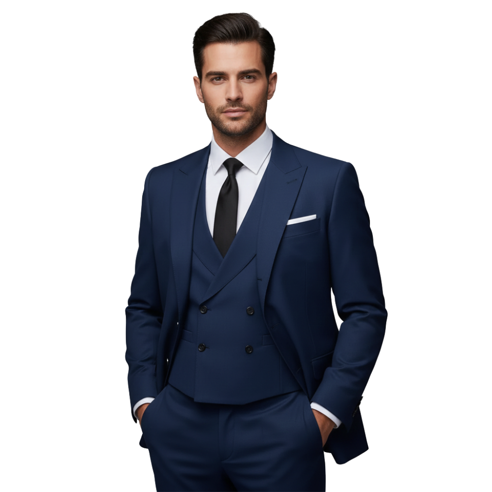 Dreiteiliger Anzug Herren Einreihiges Sakko mit Weste