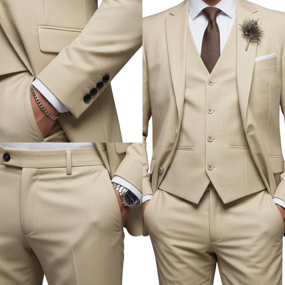 Dreiteiliger Anzug Herren Sakko Weste Hose normal geschnitten