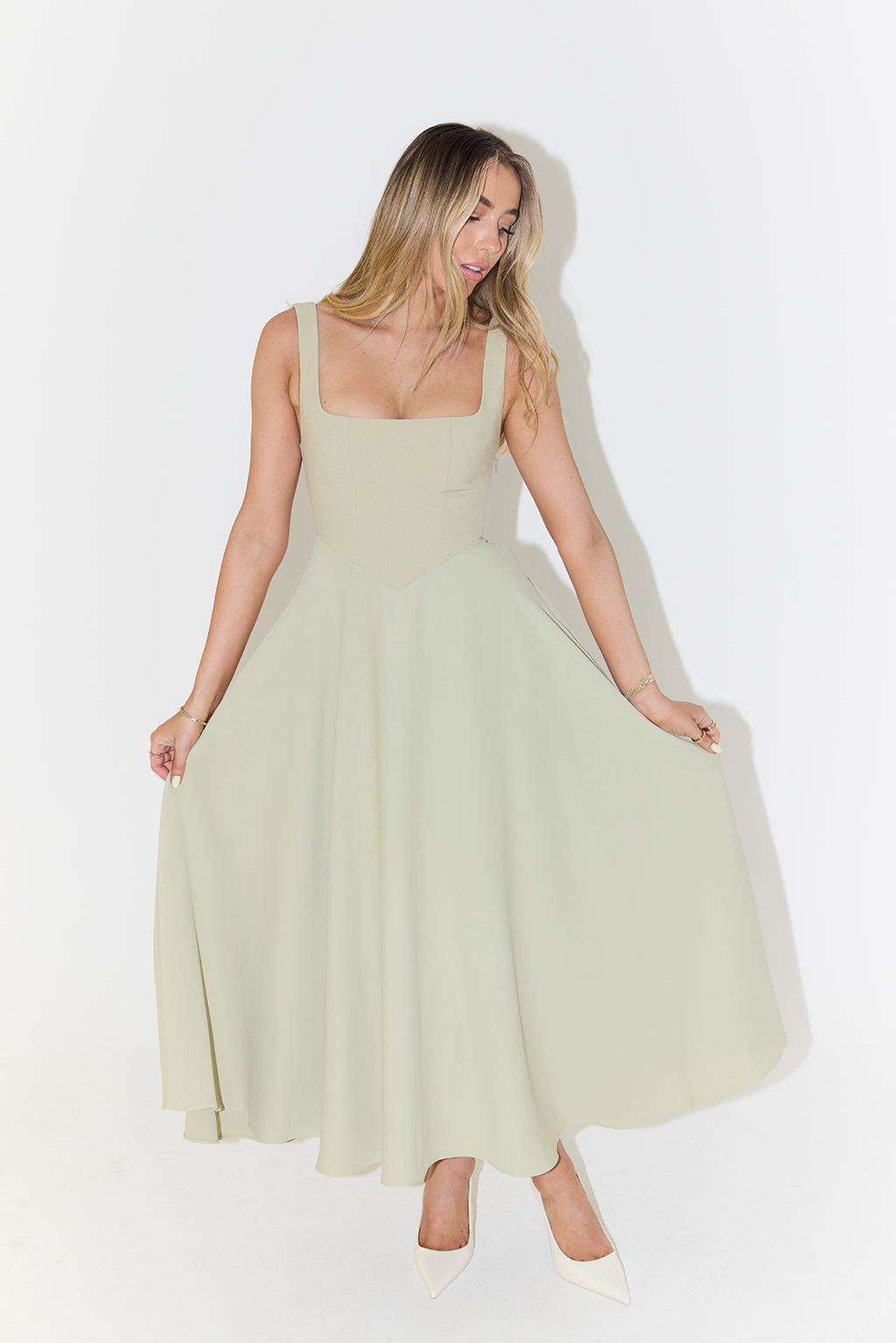 Kleid Damen Ärmellos mit V Ausschnitt und Faltenrock