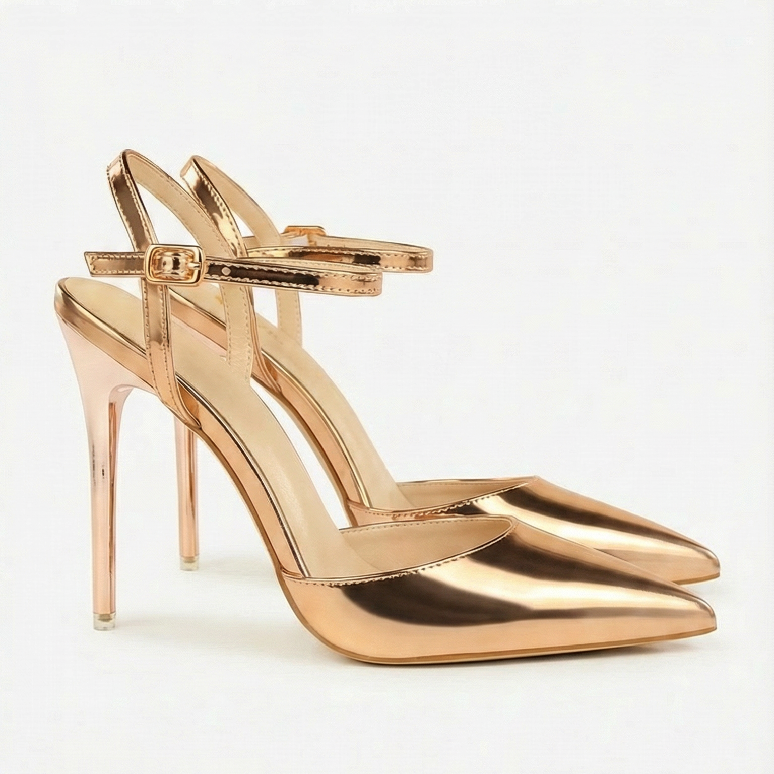 Absatzschuhe Damen Spitze Form mit Knöchelriemen