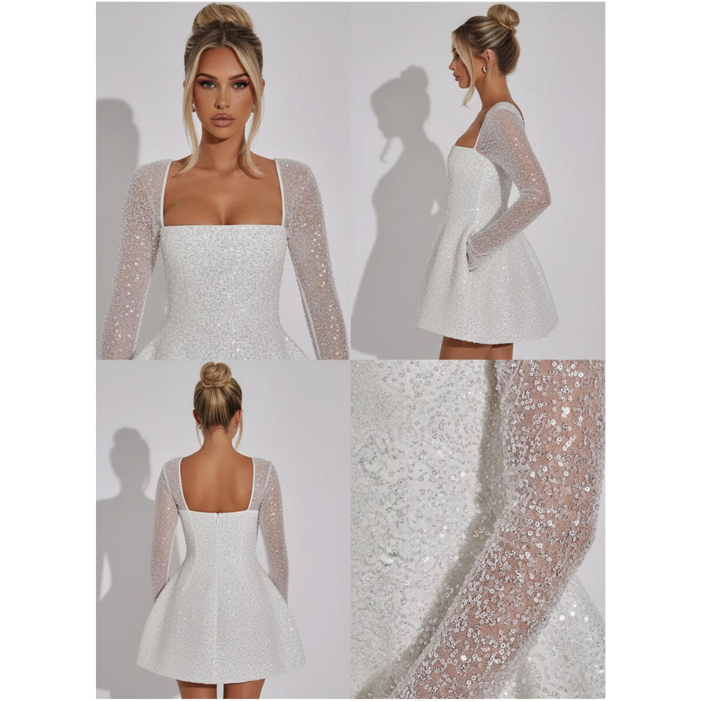 Ballkleid Damen langärmelig bodenlang eleganter Aufbau