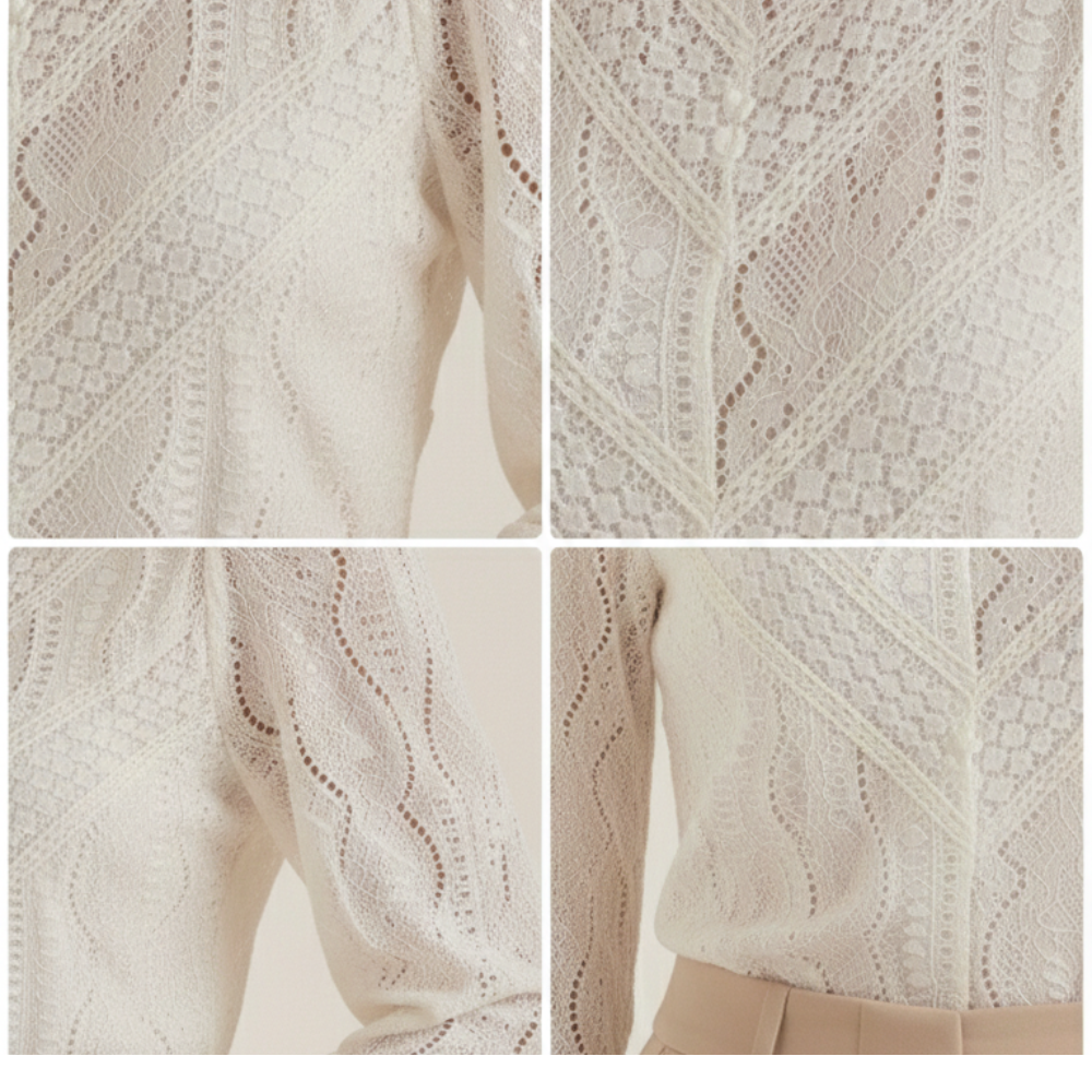 Bluse Damen mit langen Ärmeln und Stehkragen