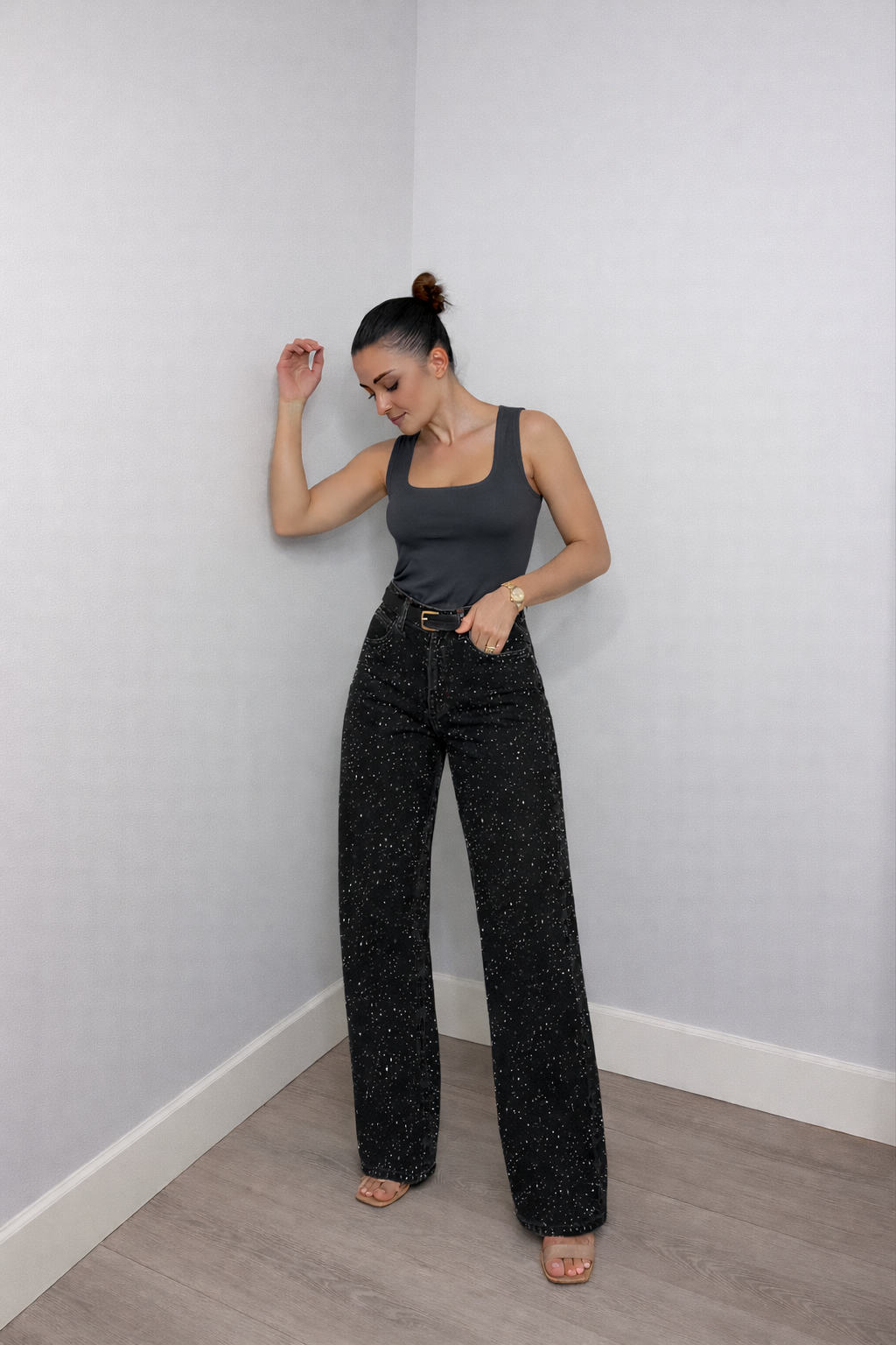 Damen Hose Klassischer Schnitt Hoher Bund