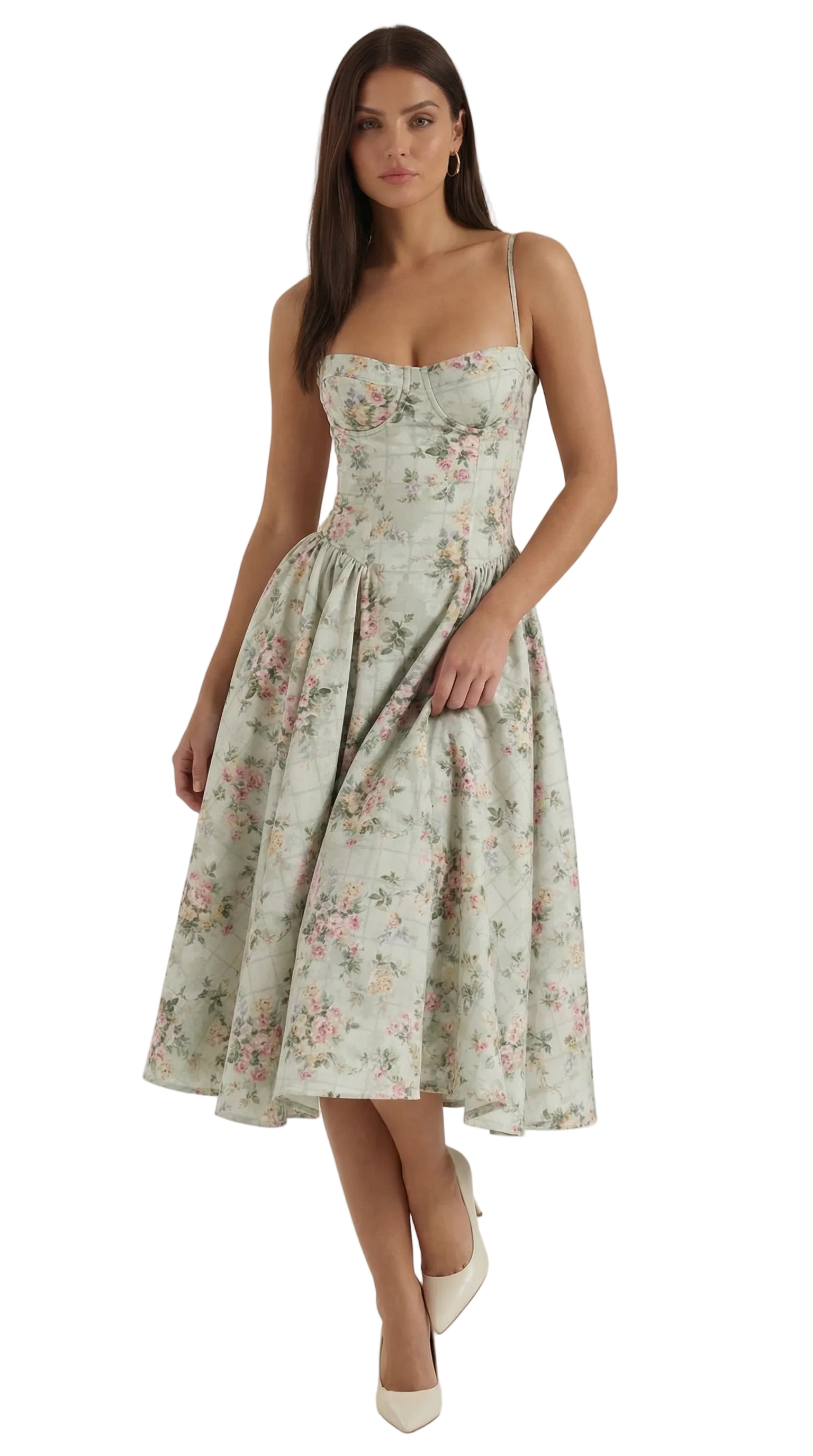 Damen Korsett Midikleid Herzförmiger Ausschnitt