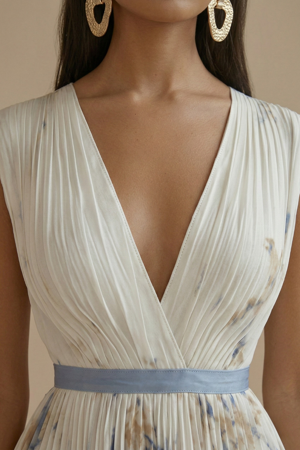 Damen Maxikleid Ärmellos V-Ausschnitt Sommerlicher Stil