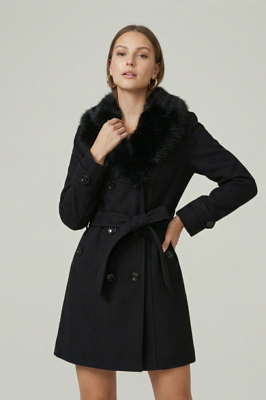 Damen Trenchmantel zweireihig mit Knopfleiste