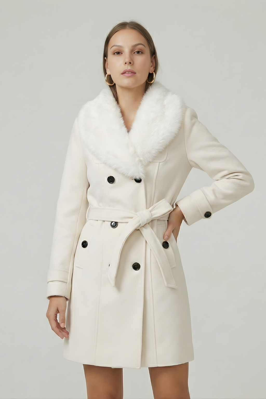 Damen Trenchmantel zweireihig mit Knopfleiste