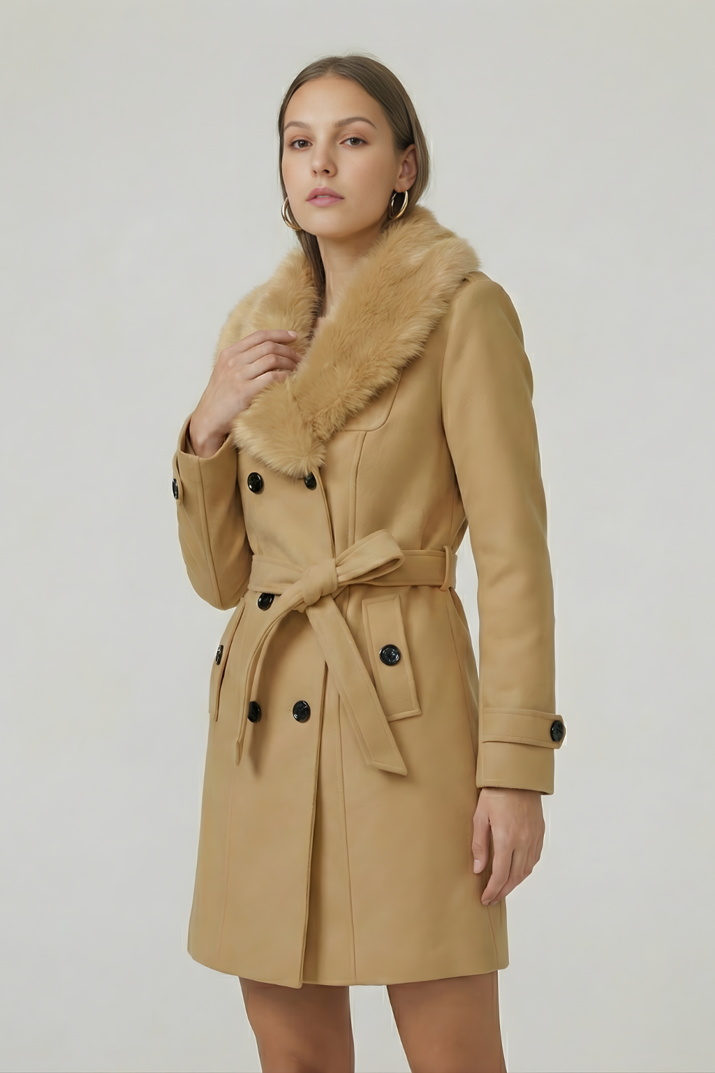 Damen Trenchmantel zweireihig mit Knopfleiste