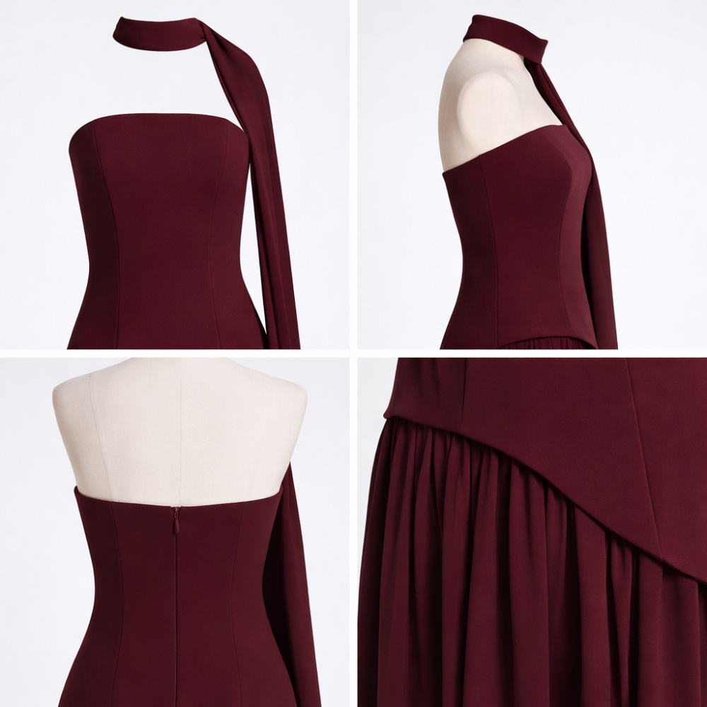 Abendkleid Damen bodenlang mit ausgestelltem Rock