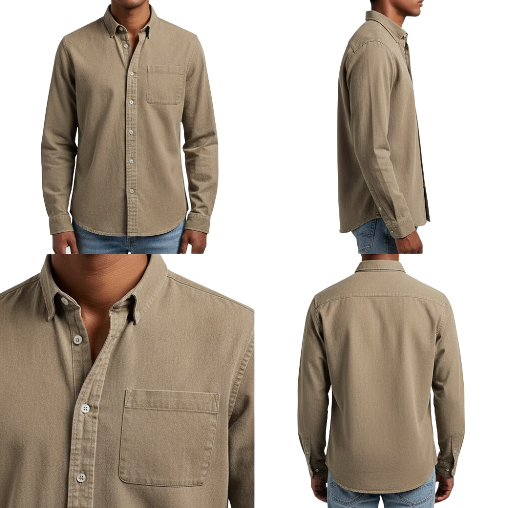 Herren Hemd Klassischer Schnitt Gerade Passform