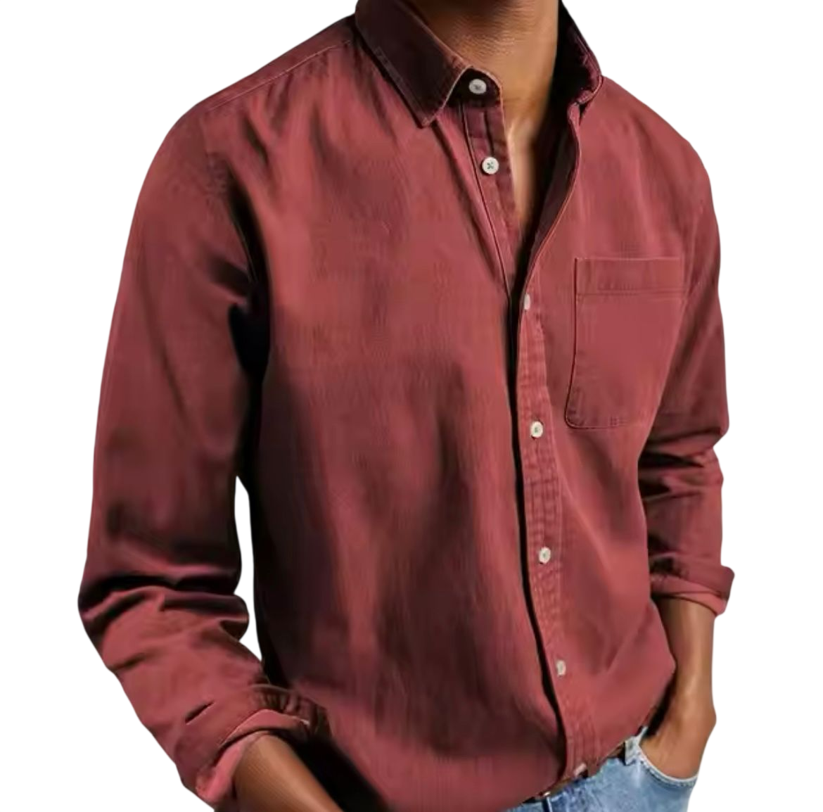 Herren Hemd Klassischer Schnitt Gerade Passform