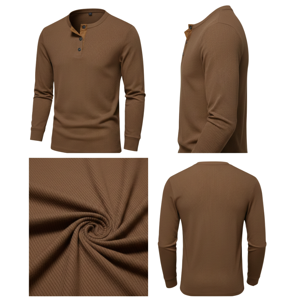 Herren Langarmhemd Klassischer Schnitt Knopfleiste